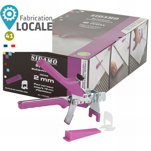 Kit pince + 150 cales + 150 croisillons 2 mm auto-nivelants de 3 à 12 mm