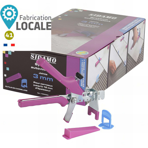 Kit pince + 150 cales + 150 croisillons 3 mm auto-nivelants de 3 à 12 mm