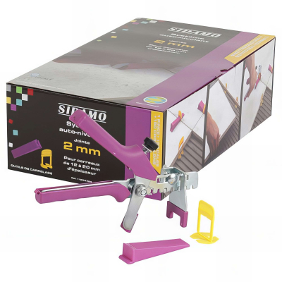 Kit pince + 150 cales + 150 croisillons 2 mm auto-nivelants de 12 à 20 mm