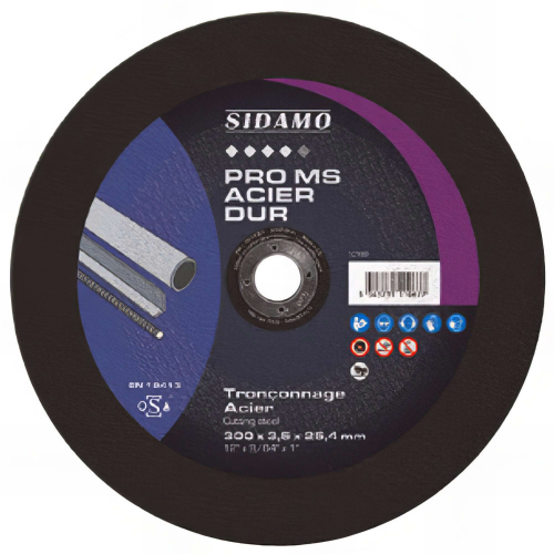 Disque à tronçonner PRO MS ACIER DUR D. 350 x 4 x Al. 25,4 mm - Acier, métaux ferreux - 10111068 - Sidamo