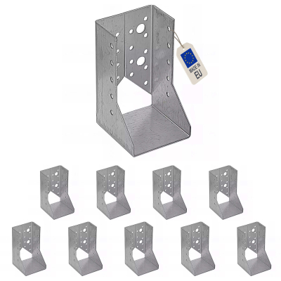 10 sabots de charpente à ailes intérieurs - Connecteurs de poutres - Acier galvanisé - Larg 70 x Ht 125 mm - Fabriqué en Europe