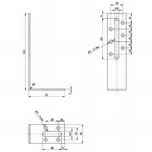 Équerre ajustable galvanisée - 120 x 55 x 30 x 2,0 mm