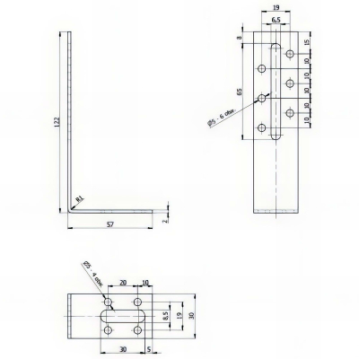 Équerre ajustable galvanisée - 120 x 55 x 30 x 2,0 mm