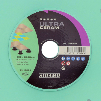 Disque diamant ULTRA CÉRAM D. 230 x 22,23 x H 10 mm Grès céram / faïence - 11130026 - Sidamo 2