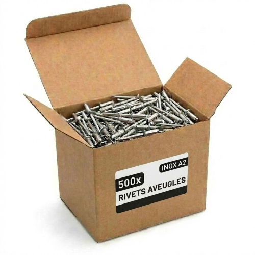 500 Rivets aveugles - Acier inoxydable A2 - Tête fraisée - Diamètre 4,8 mm - Anti-rouille - Bricolage et Automobile