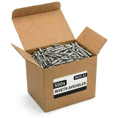 500 Rivets aveugles - Acier inoxydable A2 - Tête fraisée - Diamètre 4,8 mm - Anti-rouille - Bricolage et Automobile