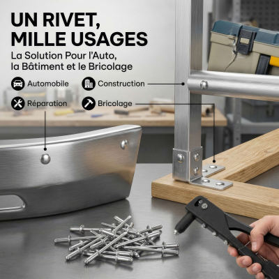 500 Rivets aveugles - Acier inoxydable A2 - Tête fraisée - Diamètre 4,8 mm - Anti-rouille - Bricolage et Automobile