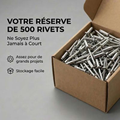 500 Rivets aveugles - Acier inoxydable A2 - Tête fraisée - Diamètre 4,8 mm - Anti-rouille - Bricolage et Automobile