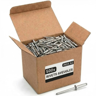 500 Rivets aveugles - Acier inoxydable A2 - DIN 7337 - Tête fraisée - Diamètre 4,0 mm - Anti-rouille - Bricolage et Automobile