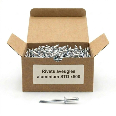 500 Rivets aveugles - Aluminium - DIN 7337 - Tête fraisée - diamètre 4 mm - Assemblage de tôles fines