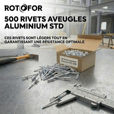 500 Rivets aveugles - Aluminium - DIN 7337 - Tête fraisée - diamètre 4 mm - Assemblage de tôles fines