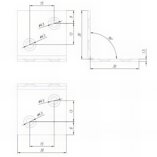 Équerre large galvanisée - 30 x 30 x 30 x 1,5 mm
