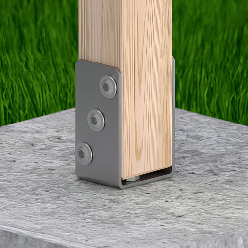 Embase pied de poteau en U zinguée à visser - 81 x 120 x 5 mm