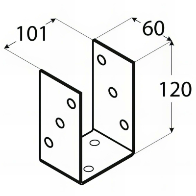Embase pied de poteau en U zinguée à visser - 101 x 120 x 5 mm 2