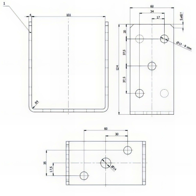 Embase pied de poteau en U zinguée à visser - 101 x 120 x 5 mm