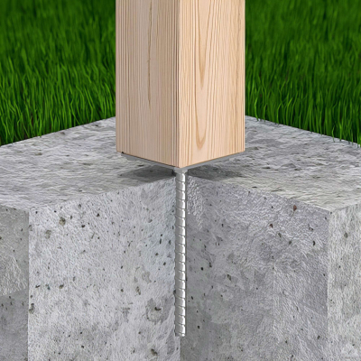 Embase pied de poteau carrée zinguée à ancrer - 80 x 202 x 3,0 mm