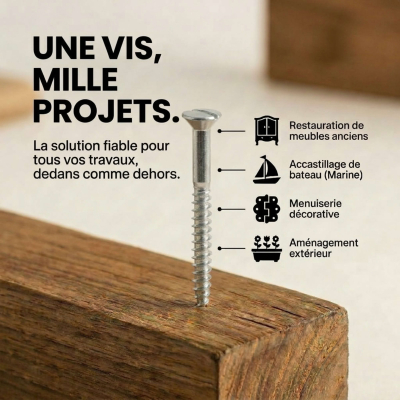 200 Vis Bois tête fraisée bombée fendue DIN95 A2 - diamètre 3,5 mm