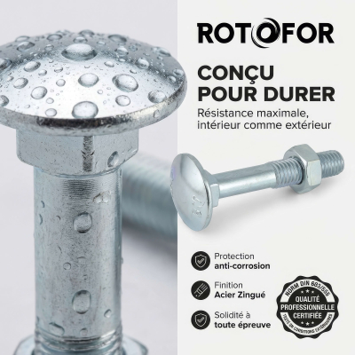 500 Boulons tête ronde collet carré DIN603/555 acier zingués blanc diamètre 5,0 mm