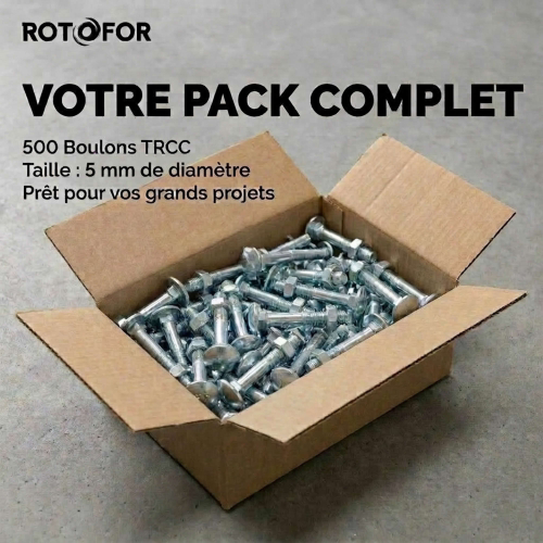 500 Boulons tête ronde collet carré DIN603/555 acier zingués blanc diamètre 5,0 mm