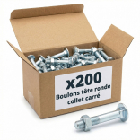 200 Boulons tête ronde collet carré DIN603/555 acier zingués blanc diamètre 7,0 mm