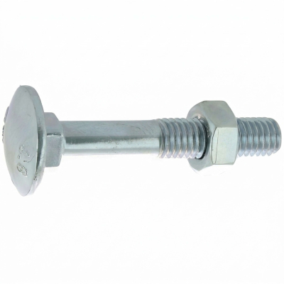 200 Boulons tête ronde collet carré DIN603/555 acier zingués blanc diamètre 7,0 mm