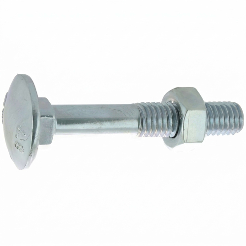 100 Boulons tête ronde collet carré DIN603/555 acier zingués blanc diamètre 7,0 mm
