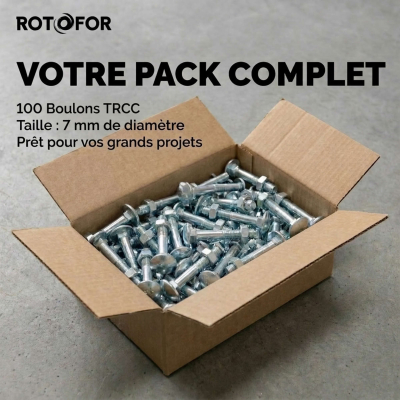 100 Boulons tête ronde collet carré DIN603/555 acier zingués blanc diamètre 7,0 mm