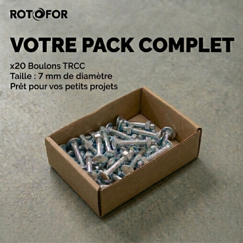 20 Boulons tête ronde collet carré DIN603/555 acier zingués blanc diamètre 7,0 mm