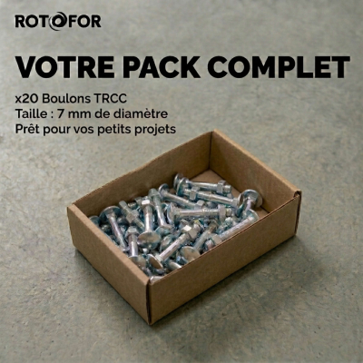 20 Boulons tête ronde collet carré DIN603/555 acier zingués blanc diamètre 7,0 mm