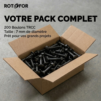 200 Boulons tête ronde collet carré DIN603/555 acier zingués Noir diamètre 7,0 mm
