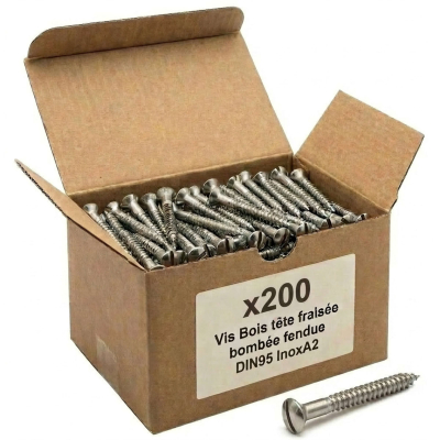 200 Vis Bois tête fraisée bombée fendue DIN95 A2 - diamètre 4,0 mm