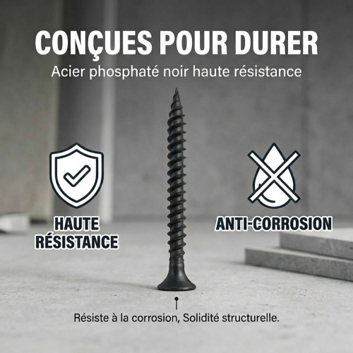 500 Vis Cloison sèche/placo autoperceuse acier phosphaté noir 3.5X 55