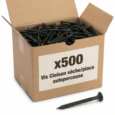 500 Vis Cloison sèche/placo autoperceuse acier phosphaté noir 4.2X 70/50