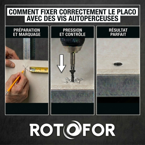 500 Vis Cloison sèche/placo autoperceuse acier phosphaté noir diamètre 3,9 mm