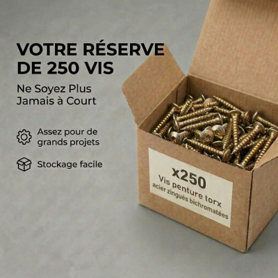 250 Vis Penture Torx acier bichromatées (jaune/or) - Diamètre 6 mm