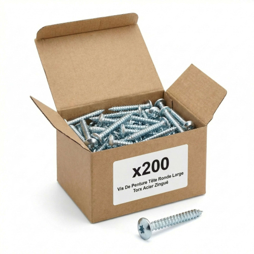 200 Vis Penture Torx acier zingués blanc 7 X 30