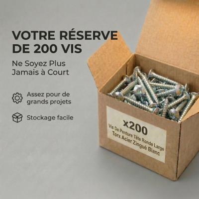 200 Vis Penture Torx acier zingués blanc 7 X 30