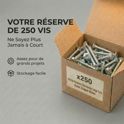 250 Vis Penture Torx acier zingués blanc - Diamètre 6 mm