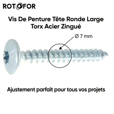100 Vis Penture Torx acier zingués blanc 7,0 mm 2