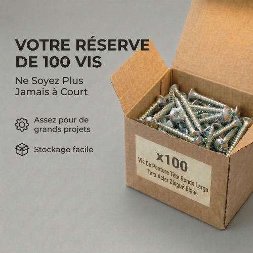100 Vis Penture Torx acier zingués blanc 7,0 mm