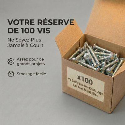 100 Vis Penture Torx acier zingués blanc 7,0 mm