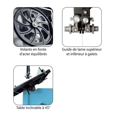 Scie à ruban bois pro volant D. 355 mm 230V - 1450W avec piétement - SRU356 - LEMAN