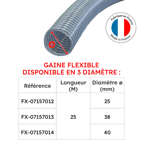 Gaine de refoulement flexible qualité alimentaire sans phtalate - Longueur 25 mètres