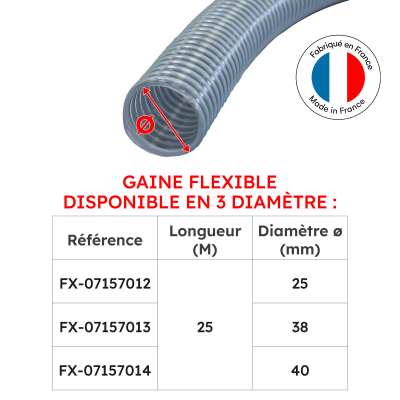 Gaine de refoulement flexible qualité alimentaire sans phtalate - Longueur 25 mètres