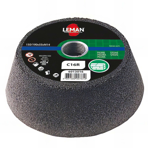 Lot de 5 meules boisseaux bakélite M14 pour pierre et beton à sec - D. 130/100 x Ep. 55 mm Gr. 60 - 6013060 - Leman