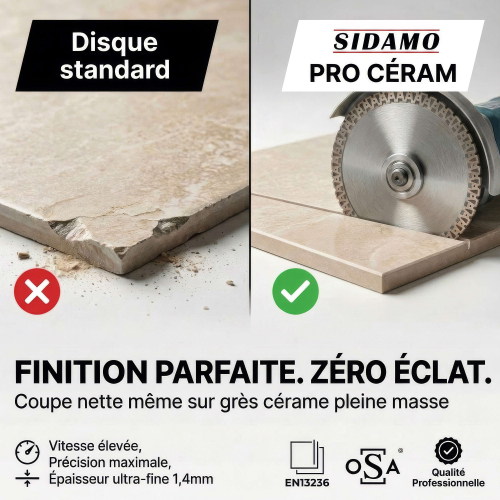 Disque diamant PRO CÉRAM D. 115 x 22,23 x H 10 mm Grès céram / dalle - 11130027 - Sidamo