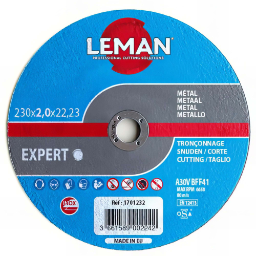 25 disques à tronçonner Inox à moyeu déporté - D. 125 x Al. 22,23 x Ep. 2,5 mm - 1702125 - Leman
