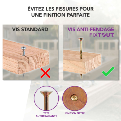 50 Vis bois Torx à tête fraisée plate expert - Acier galvanisé - anti-fendage - moletage de serrage