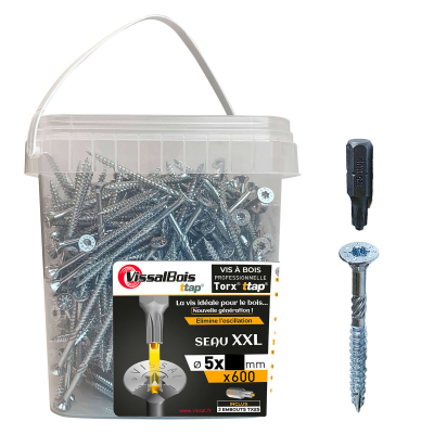 Seau Xxl 600 Vis Agglo ttap Fp Zinguée Torx255X60 Boite 600 Pcs