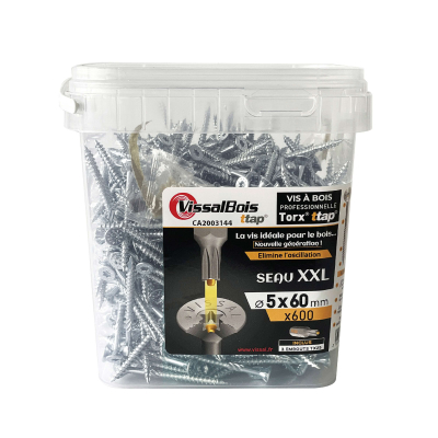 Seau Xxl 600 Vis Agglo ttap Fp Zinguée Torx255X60 Boite 600 Pcs